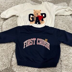 GAP Kids Bear and First Crush Sweatshirts - Cream and Navy